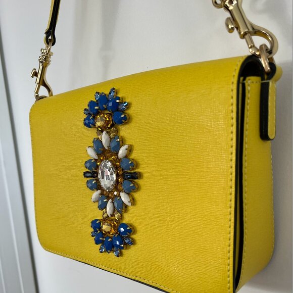 Crystal Embellished Italian Leather Crossbody Bag - Picture 2 of 5